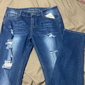 Blue Jean Distressed Jegging